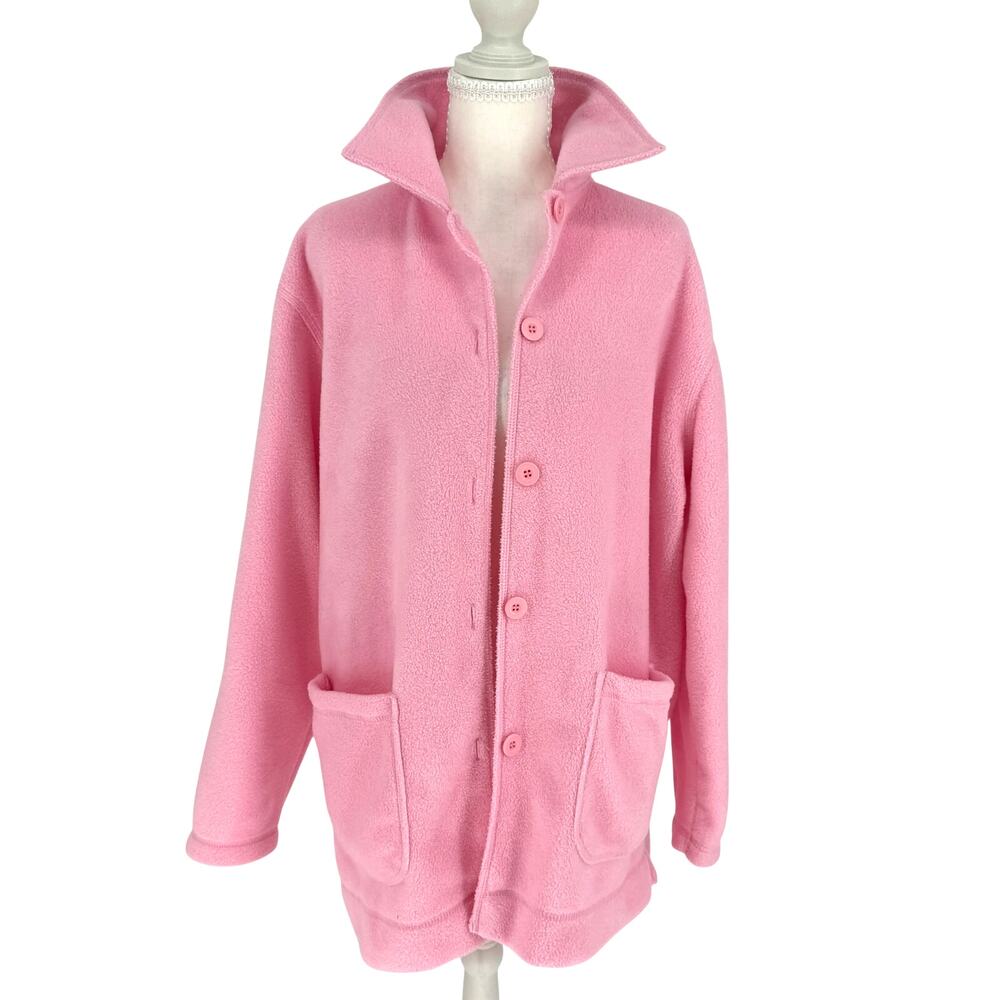 Vintage Cabin Creek Womens Size L Pink Fleece Jacket Pullover Cozy Y2K 90s